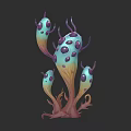 Colorful Fantasy Plant Illustration With Blue Green Stems Purple Spots And Tendrils