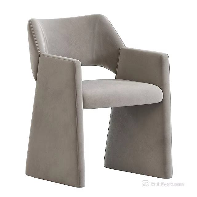 Modern Gray Upholstered Accent Chair With Wide Armrests And Sleek Design 3d model 