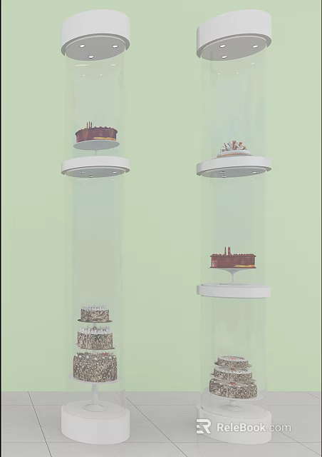 Elegant Cake Display Shelves with Multiple Tiers for Bakery Product Showcase Design 3d model 