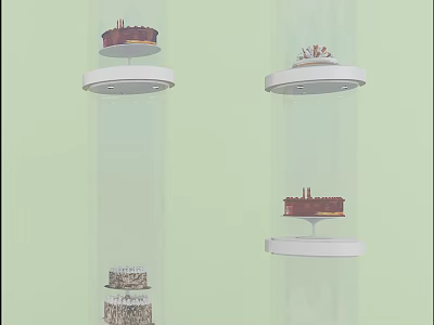 Elegant Cake Display Shelves with Multiple Tiers for Bakery Product Showcase Design 3d model