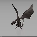 3D Fantasy Dragon Model With Spread Wings Detailed Wing Texture And Standing Pose