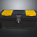 Durable Black Toolbox With Yellow Lids And Metal Latch For Home Storage