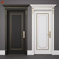 Classic Hinged Doors with Black and White Finishes Gold Accent Frames and Handles Design