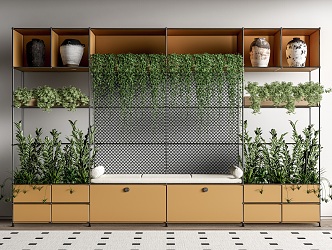 Modern USM Green Plant Decoration Rack Flower Rack Storage Rack Bookshelf Green Plant Rack Plant Combination Pottery Pot 3d model