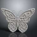 White Decorative Butterfly Ornament With Intricate Woven Pattern And Hollowed Out Design