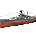 3D Model Of A Warship With Grey And Red Hull
