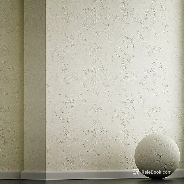 Beige Textured Wall Component With Decorative White Sphere In Interior Design 3d model