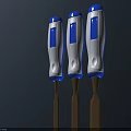 Three Piece Screwdrivers Set With White Blue Handles And Brown Tips For Hardware Tools 3d model