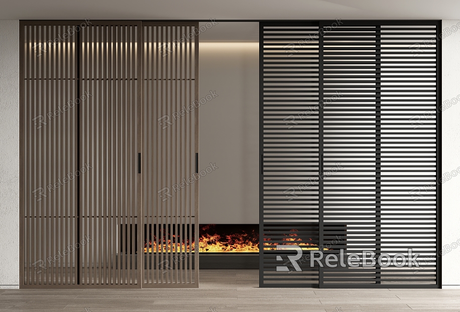 Modern sliding door grille sliding door sliding door fireplace model