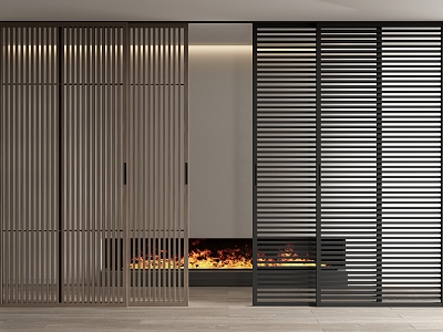 Modern sliding door grille sliding door sliding door fireplace model