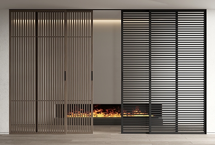 Modern sliding door grille sliding door sliding door fireplace 3d model