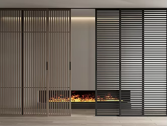 Modern sliding door grille sliding door sliding door fireplace 3d model