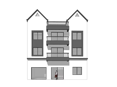 Modern Detached Villa With Three Floors Balconies And Front Entrance 3d model