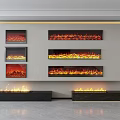 Modern Fireplaces With Multiple Wall Mounted Designs And Burning Flames In Interior 3d model