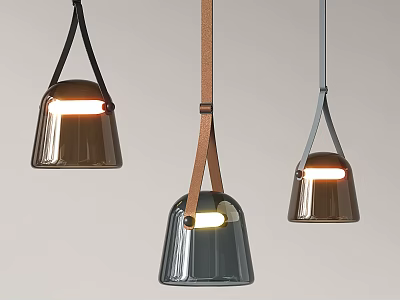 Modern Bell Shaped Pendant Lights With Brown Gray Shades And Illuminated Design 3d model