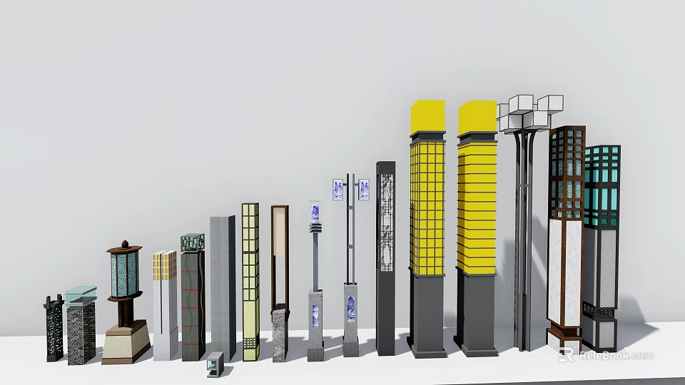 Outdoor Lights With Various Modern Styles And Different Structural Designs 3d model