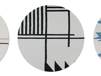 Modern Round Carpet Black and White Blue Abstract Geometric Pattern Round Carpet Combination 3d model