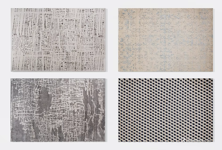 Stylish Square Rugs with Various Patterns and Modern Designs for Home Decor 3d model