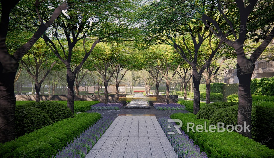 Modern Park Residential Landscape Under-forest Space Under-forest Waterscape Overlapping Water Landscape Etiquette Passage Forest Rest model