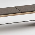 Modern Upholstered Bench With Wooden Frame And White And Dark Gray Cushions
