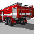 Red Fire Rescue Truck With Large Wheels And Emergency Equipment