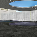 Modern Sales Office Building With Circular Skylight Stone Wall And Open Outdoor Space