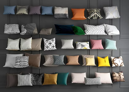 Modern Pillow Simple Fabric Pillow Fluffy Pillow 3d model