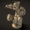 Stone Carving Ornament Decoration Set With Human Figure Holding Chopsticks Single Foot Standing Smiling Face Base