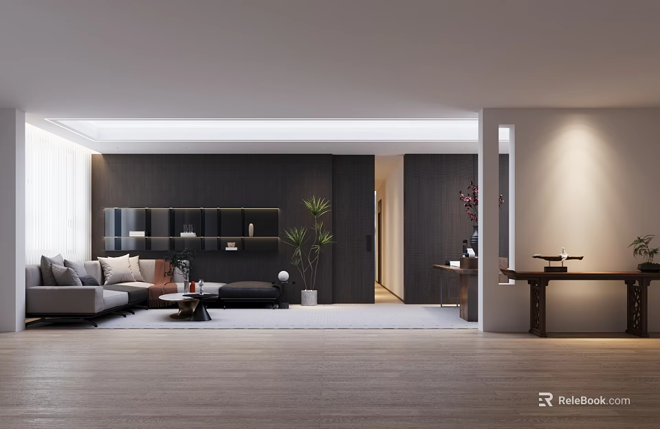 Modern Clubhouse Interior With Sofa And Decorations 3d model