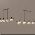 Two Modern Chandeliers With Silver And Gold Linear Frames And White Spherical Shades 3d model