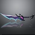 Fantasy Glowing Sword with Colorful Blue Purple Blade and Decorative Hilt Shiny Surface
