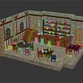 Rustic Tavern Interior Design With Stone Walls Arched Windows Wooden Stairs And Wine Racks