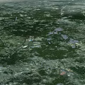 Aerial Planning View of Large Scale Green Landscape Roads Water Bodies and Facilities