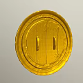 Golden Circular Sculpture Carving With Intricate Patterns And Arrow Detail