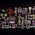 Neon Style Decorative Lights with Musical Instruments Microphones Stars and Notes