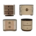Elegant Bedside Tables With Various Designs Wood Grain Marble Top And Decorative Handles