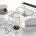 Modern Coffee Tables with Marble Glass Tops and Metal Frames in Round Oval Designs