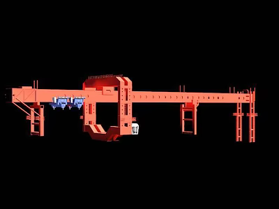 Red Steel Structure Industrial Overhead Crane With Beam Trolley And Tracks 3d model