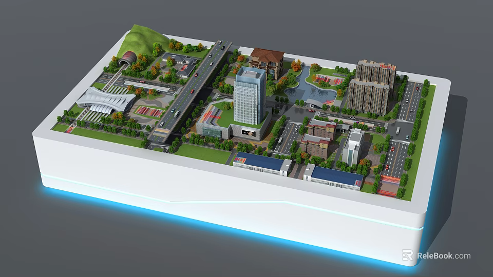 Professional Commercial Equipment for 3D Urban Planning Model with Buildings Roads and Green Areas 3d model 