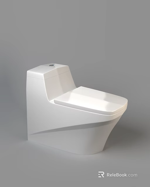 Sleek Modern White Toilet With Curved Design For Contemporary Bathroom Spaces 3d model 