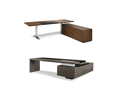 Modern Wooden Office Desk With L Shaped Structure And Sleek Surface Design 3d model