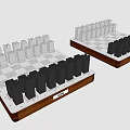 Chess Game Set With Wooden Base Storage Rack And Organized Black Silver Pieces