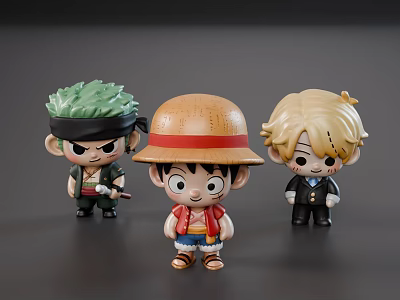 Q version of One Piece King Lufei Suolong Shan Zhi Small Hand Office 3d model