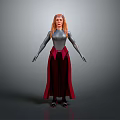 Red Haired Female Character In Silver Top And Red Long Skirt Design