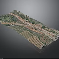 Detailed Topographic Model Featuring Mountains Rivers And Farmland