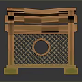 Rustic Wooden Cage With Wire Mesh And Green Base Detailed Design