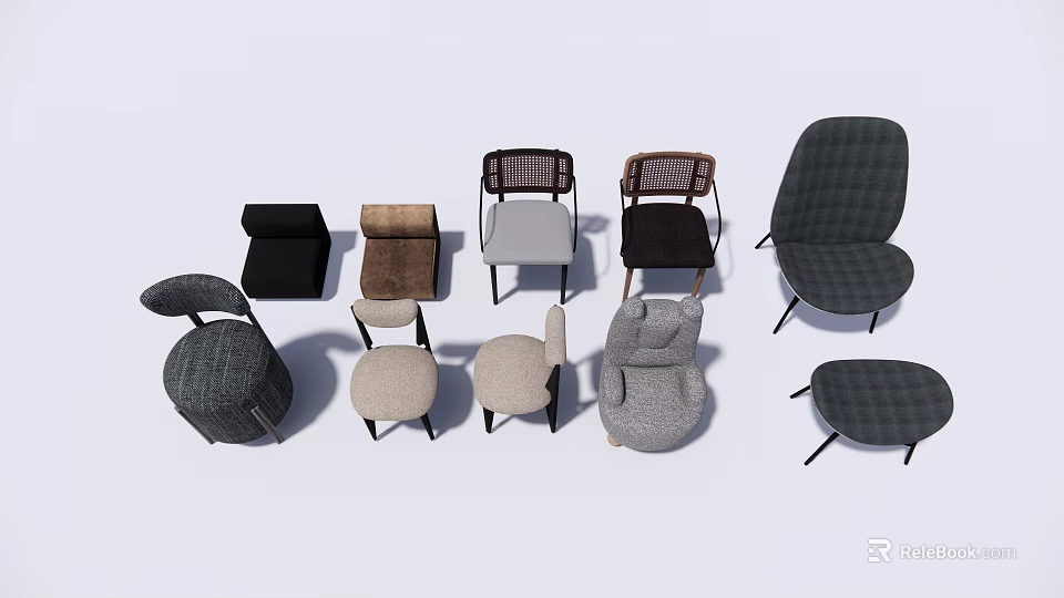 Various Single Seater Sofa Styles With Modern Design And Comfortable Upholstery 3d model