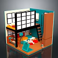 Colorful Kids Bedroom Interior With Bunk Bed Ladder And Playful Decor