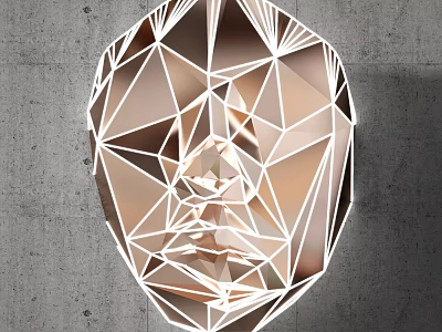 Modern Geometric Wall Decor With Polygonal Facial Contour On Gray Concrete Wall 3d model