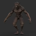 Mythical Werewolf Creature With Muscular Body Sharp Claws And Pointed Ears Standing Pose